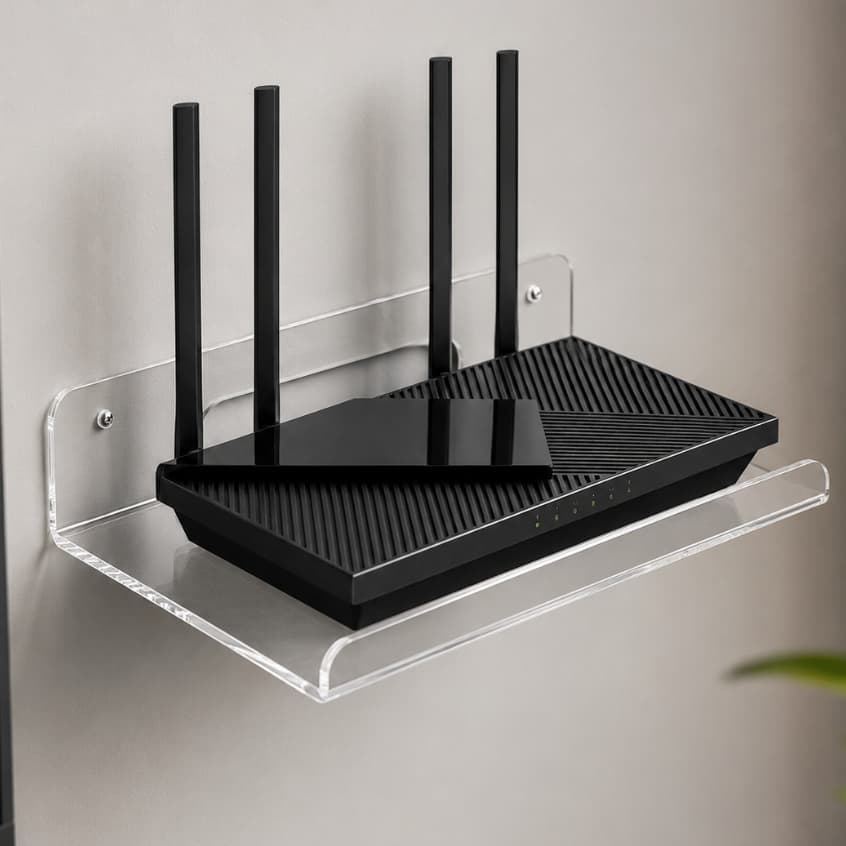 Suporte Para Roteador Modem Wifi Parede Acrílico Transparente