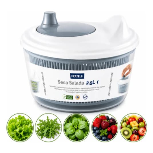 Seca Folhas Fratelli 2,5l Manual verduras Secagem Rápida centrífuga de Salada