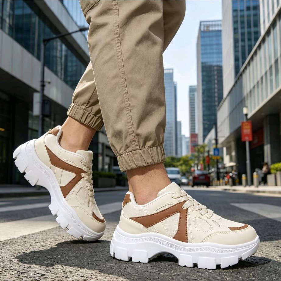 Tênis Feminino Casual Plataforma Chunky Respirável Caminhada Fitness Passeio Academia