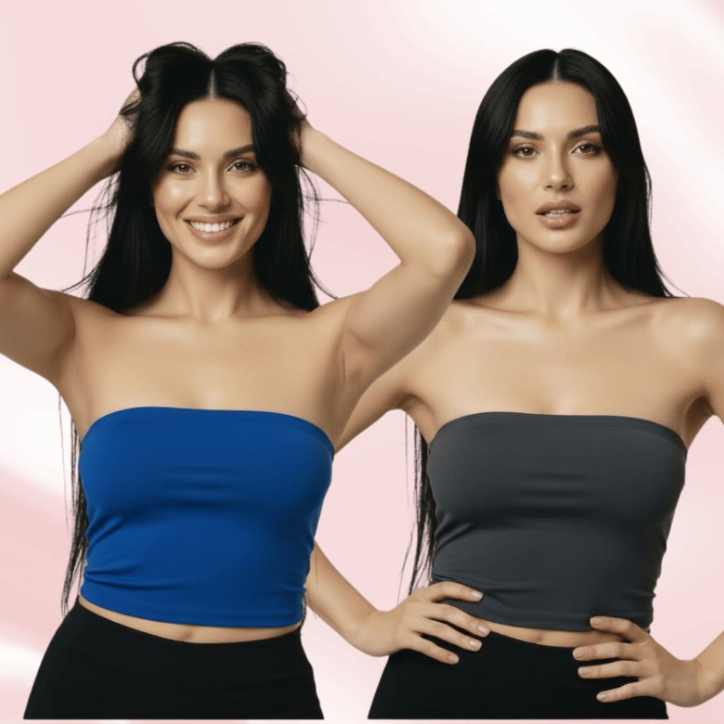Kit 2 Top Tube Feminino Cropped Faixa Minimalista Moda Casual Blogueira Conforto Look do Dia a Dia