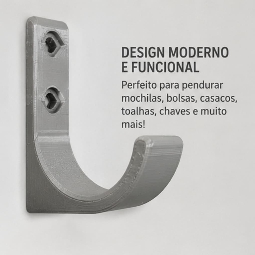 Gancho Fixação Parede Porta Suporte Multiuso Cabideiro Roupa Mochila Blusa Resistente Impressão 3D Para Objetos Até 15kg