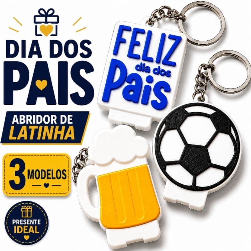 Chaveiro Abridor de Anel de Latinha Dia dos Pais Presente para Pai Personalizado Impressão 3D