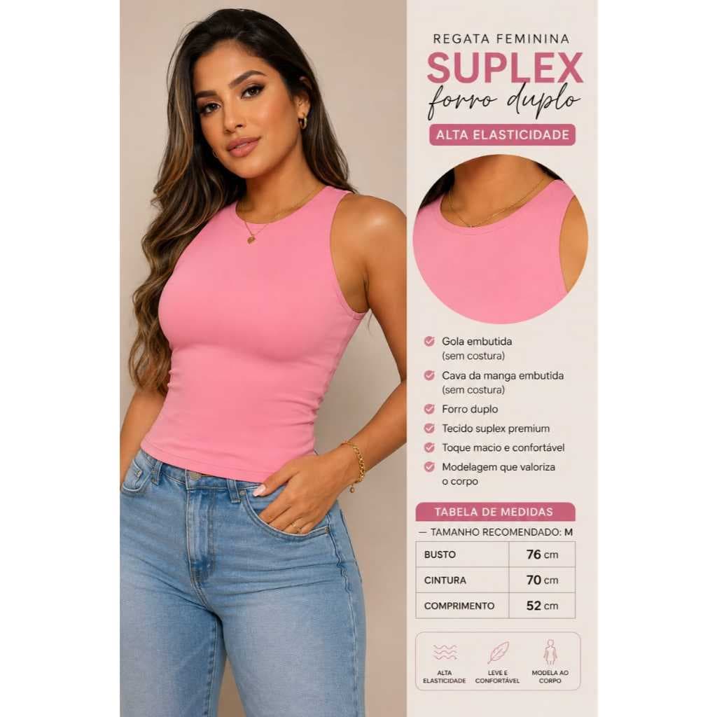 REGATA FEMININA SUPLEX ROMANTIC FORRO DUPLO LISA MODA BLOGUEIRA PREMIUM