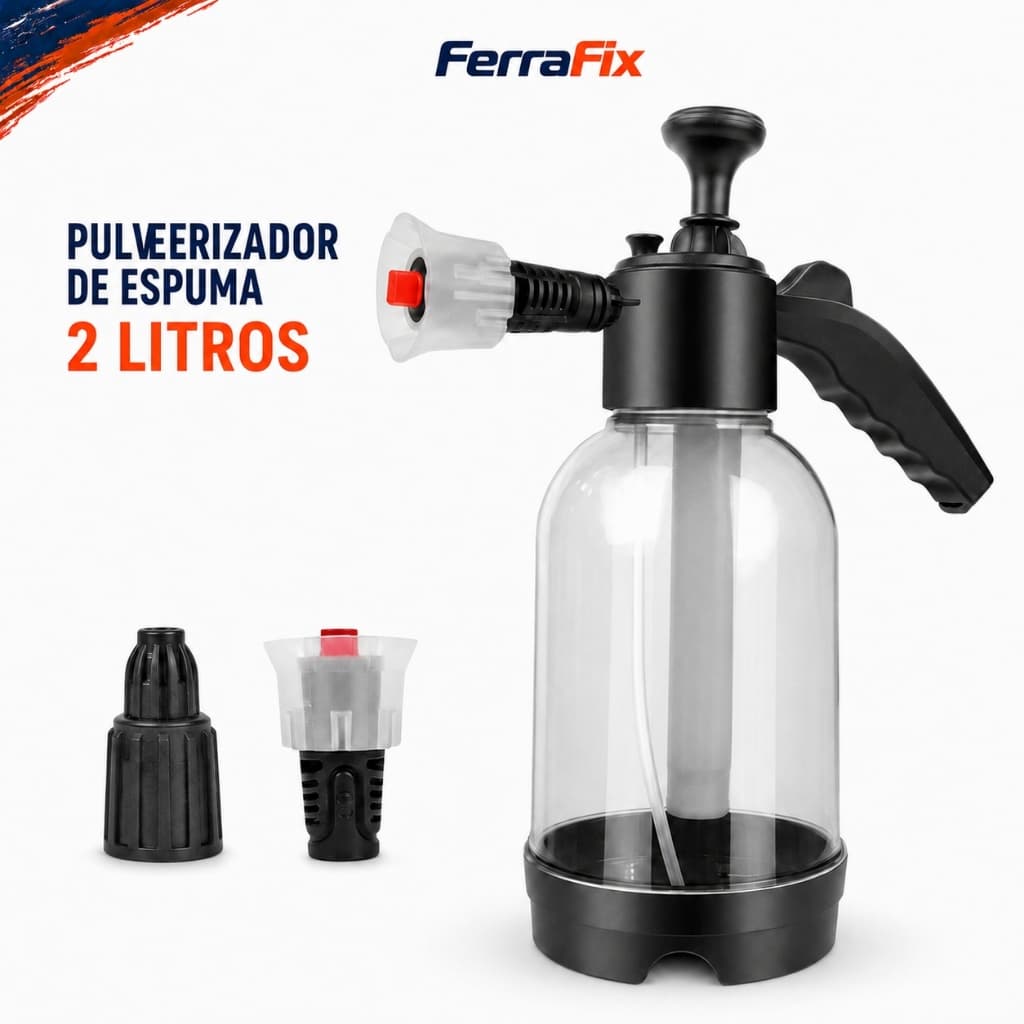 Pulverizador De Espuma Manual 2L Pressurizado Borrifador Multiuso Para Lavagem De Carros E Limpeza