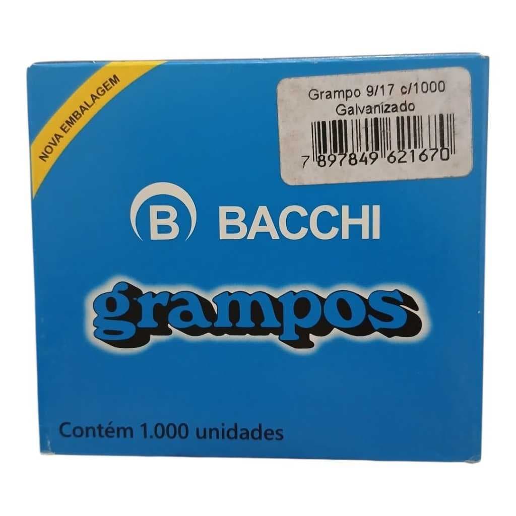 Grampos Bacchi - 9/17 - galvanizados com 1000 grampos para grampeadores manuais.