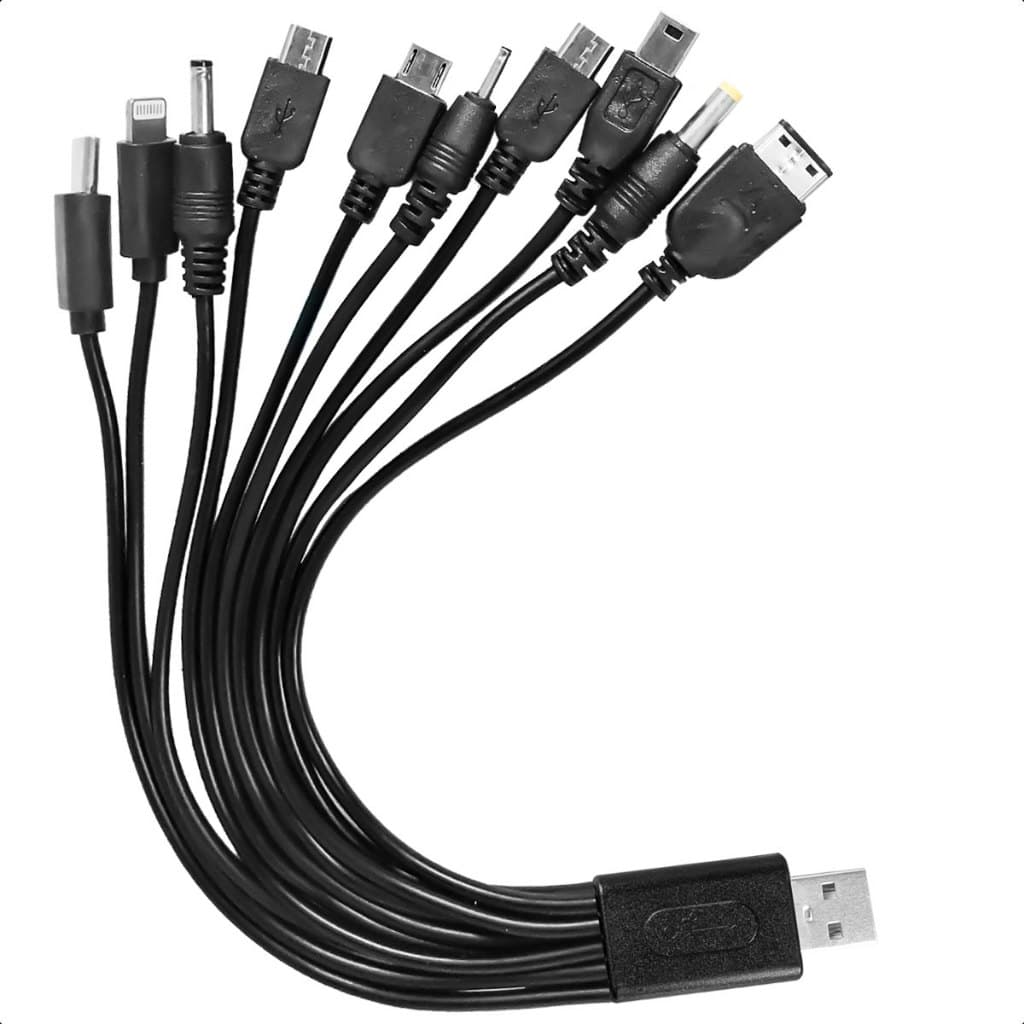 Cabo USB 10 em 1 para Carregamento Universal de Dispositivos Eletrônicos