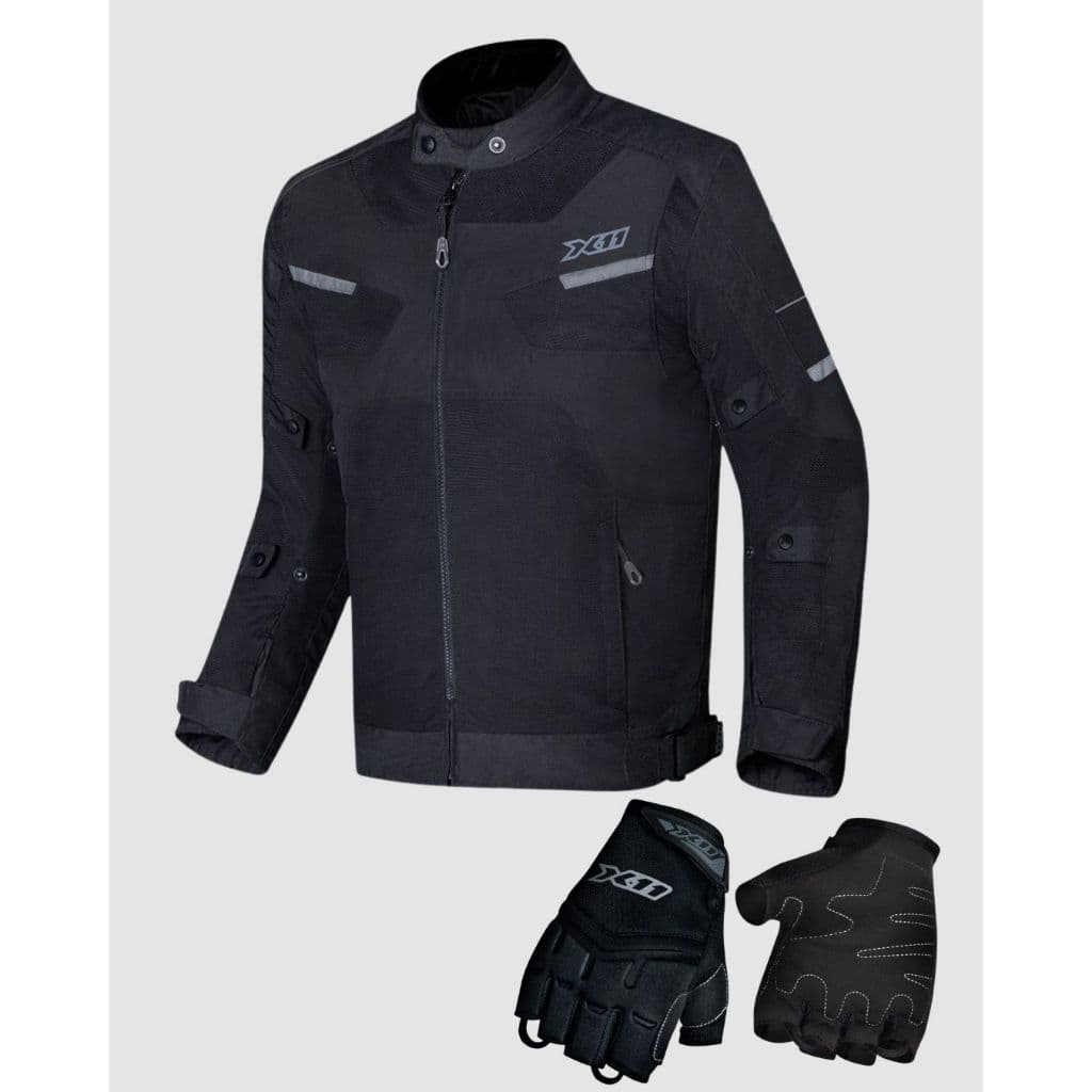 Kit Jaqueta X11 Masculino Motociclista Breeze 2 Masc + Luva Fit X Meio Dedo