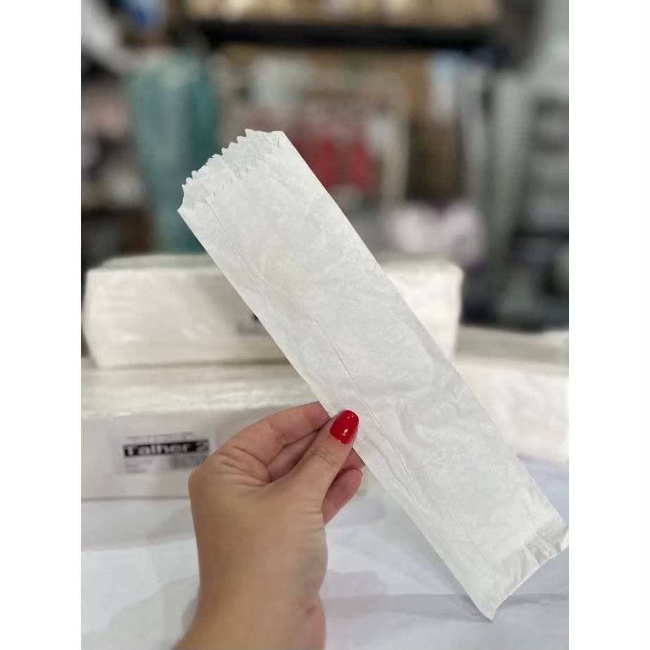 500 un Saco de Papel para Talher Branco Liso 7,5 x 26 cm