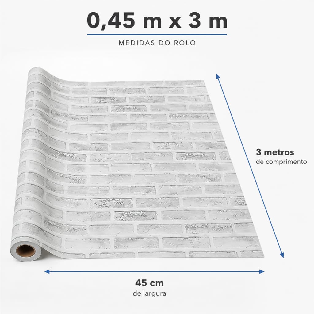 Papel de Parede Autoadesivo Tijolo Branco Sala Quarto Cozinha
