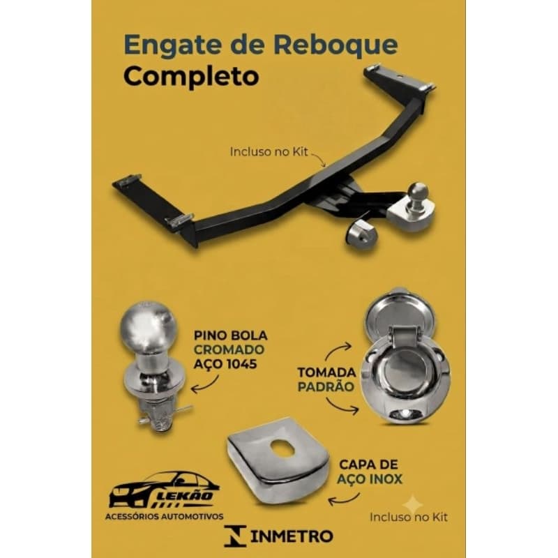 Engate Reboque Fiat/ Volkswagen/ Chevrolet/ Ford/ Renault/ Peugeot/ Honda/ Hyundai/ Nissan/ Toyota/ Kia/ Jeep/ Mitsubish