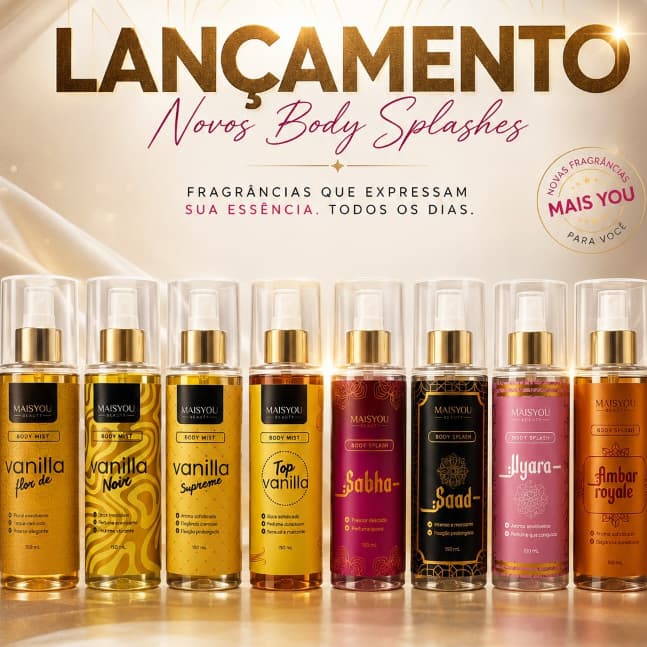 Body Splash Desodorante Colonia Arabe e Vanilla 150 ml Linha Corporal Maisyou Beauty