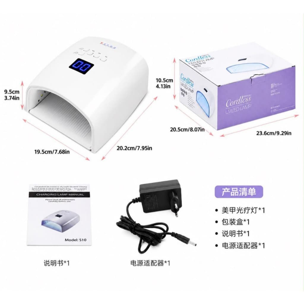 Cabine UV Led Portátil Recarregável  Secagem de Unhas Gel - Branca