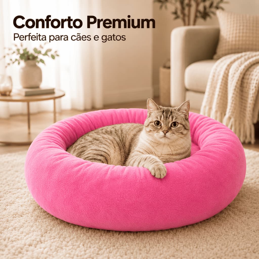 Cama Pet Redonda Para Gato Caminha Cachorro Pequeno Lavável Fundo Impermeável Super Macia