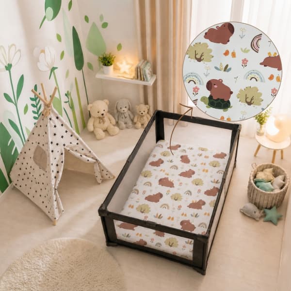Colchonete para Chiqueirinho Cercadinho 100X75cm Micropercal 400 fios Super Macio Bebê