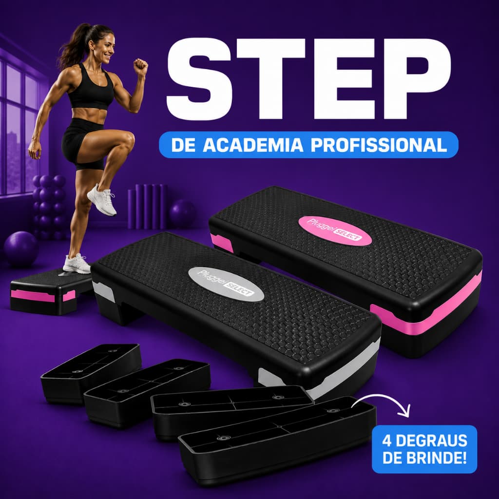 Step Academia 3 Níveis Treino Regulagem Altura Profissional até 150kg Regulável Ajustável Aeróbico