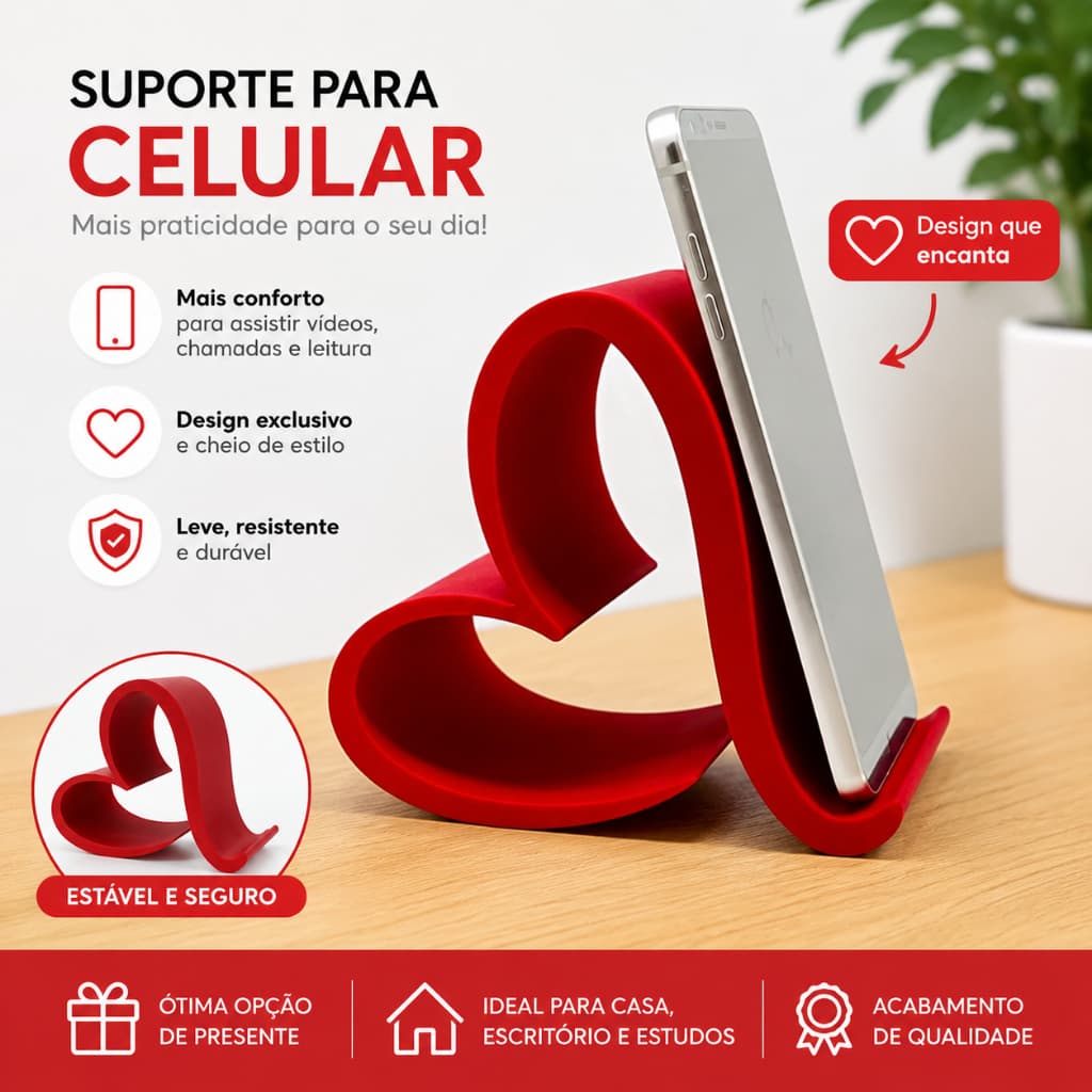 Suporte para Celular, decorativo e fofo, feito em 3D.