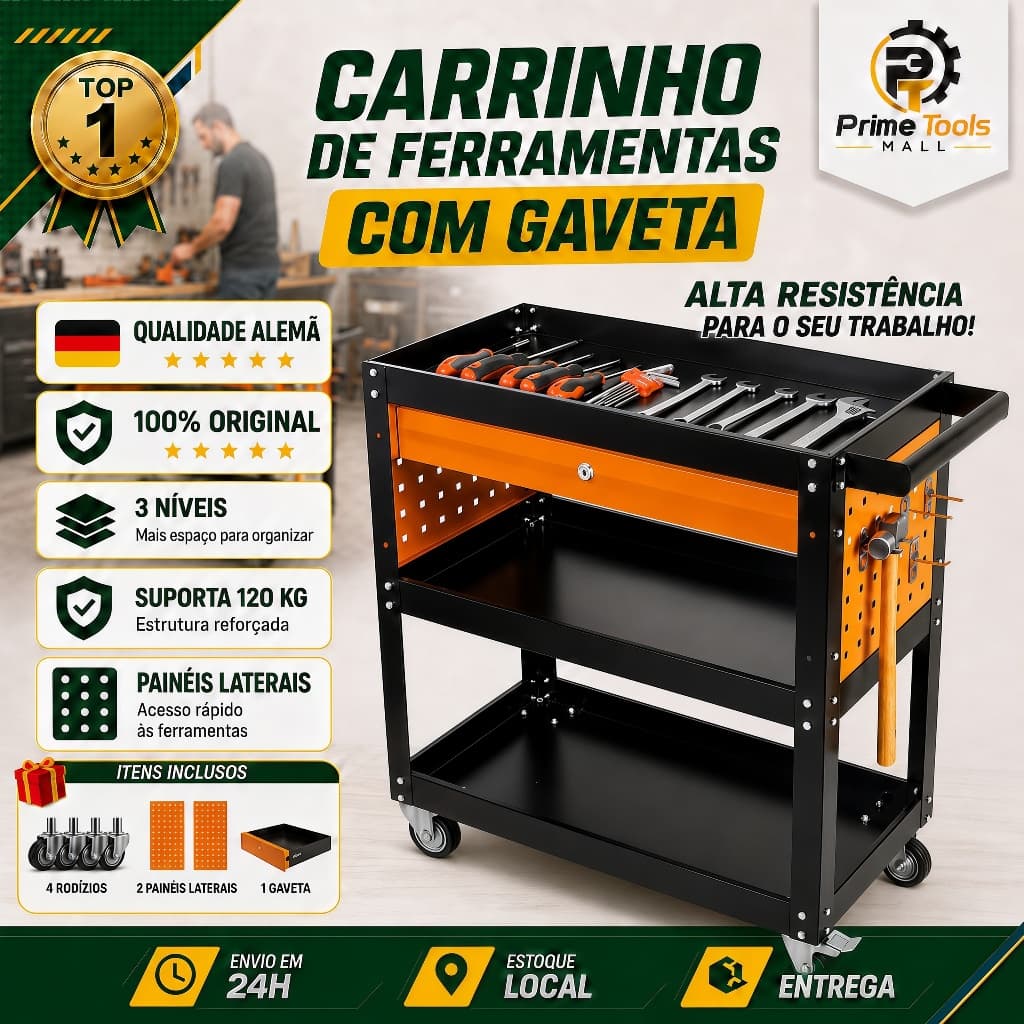 Material atualizado Carrinho De Ferramentas Com Capacidade De Carga De 120 kg  Gavetas Em Ambos Os  Lados E Função De