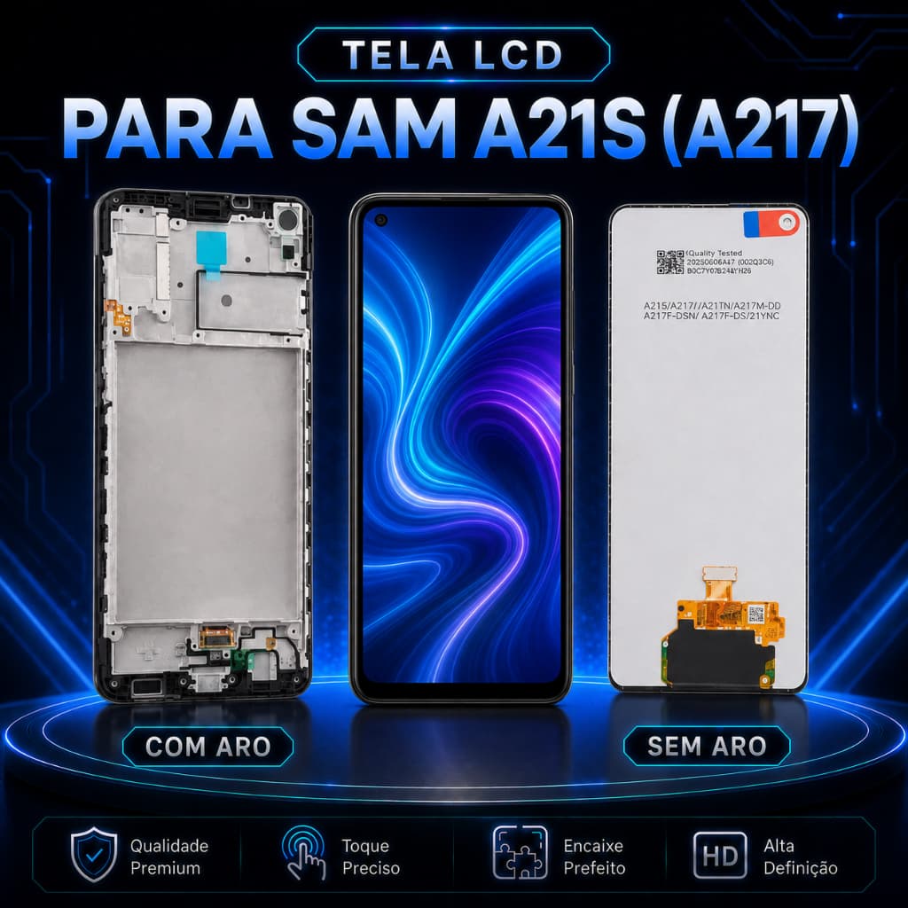Tela LCD Compatível com Samsung A21s A217, Cores Vivas, Encaixe Perfeito, Com ou Sem Aro