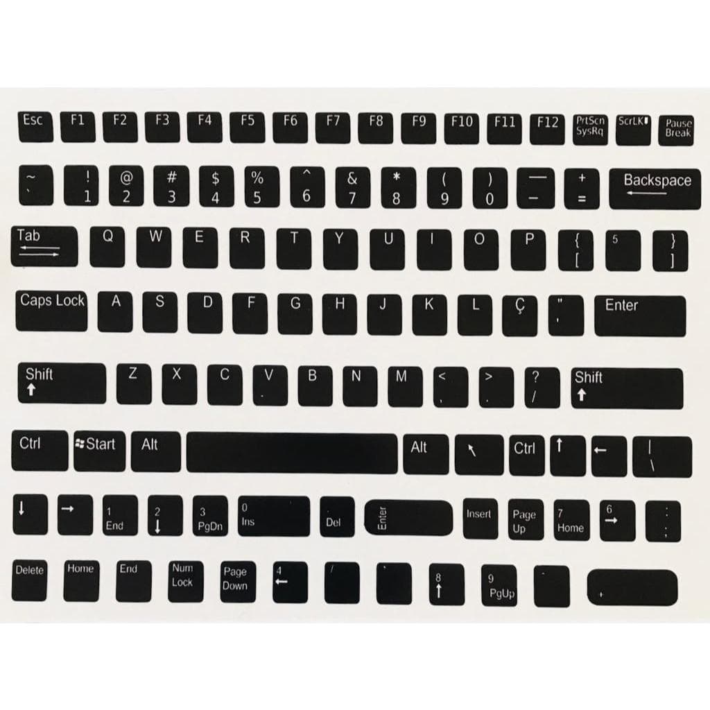10 Adesivos Teclados Letras apagadas Vinil Laminado