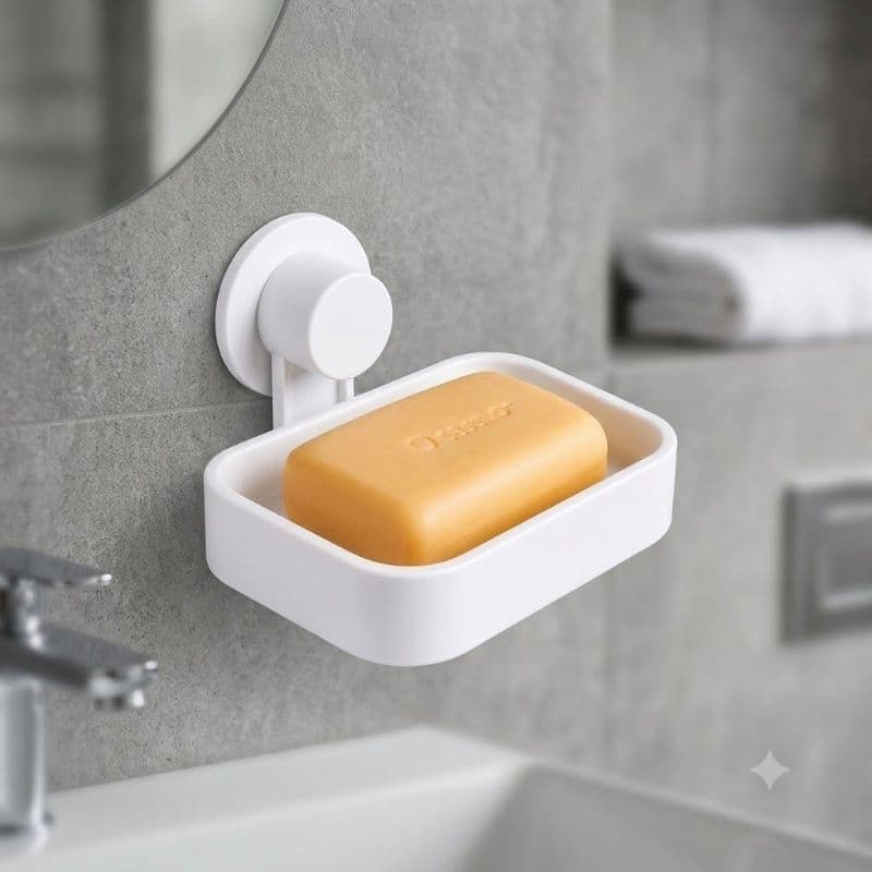 Suporte Sabonete Ventosa Adesiva Fixação Forte Design Compacto Banheiro