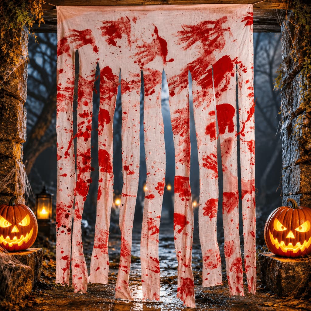 Cortina Sangrenta Decorativa Halloween 1x1,90m
