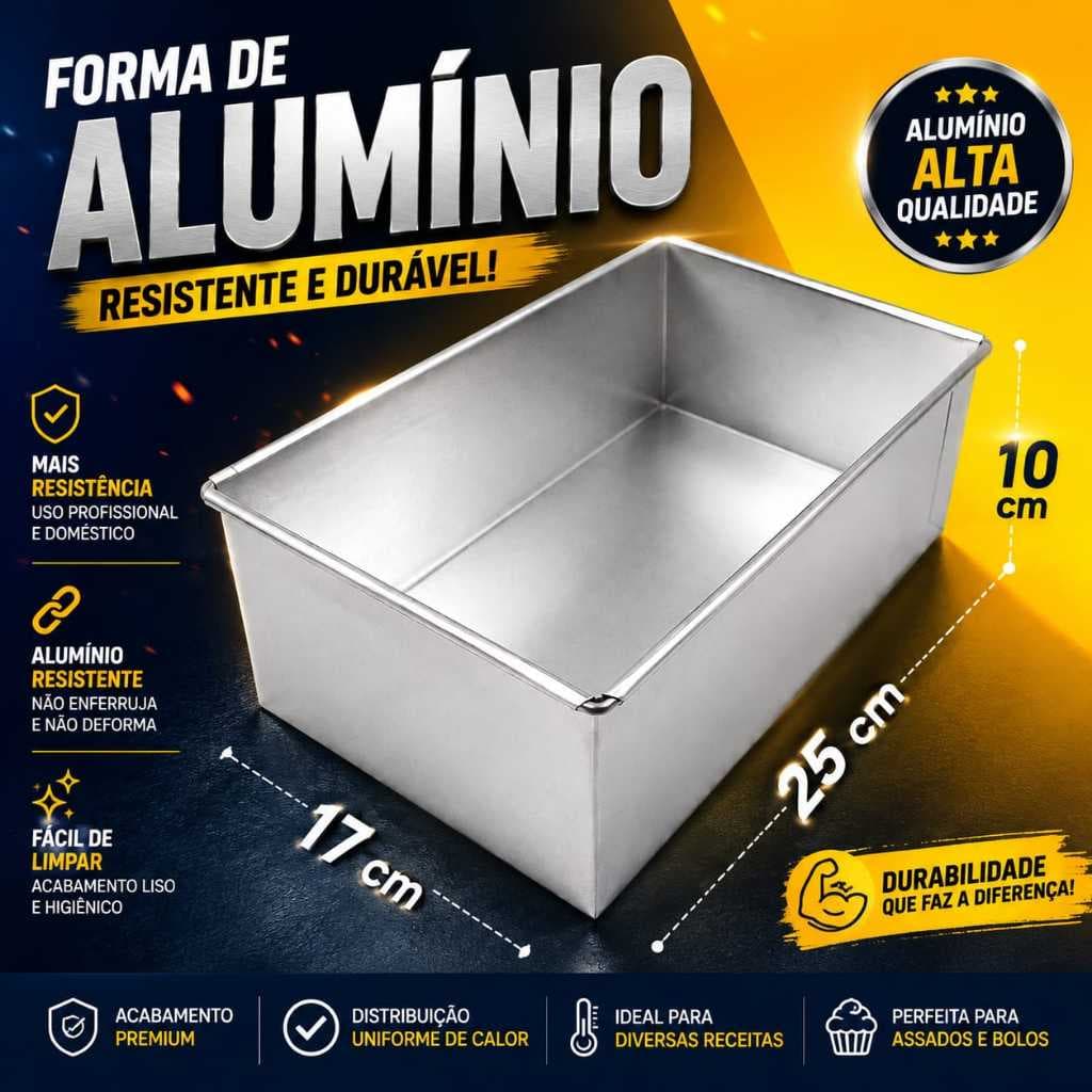 Forma 25x17x10 Assadeira Retangular Bolos Forma Fundo Fixa Alta de Alumínio Resistente