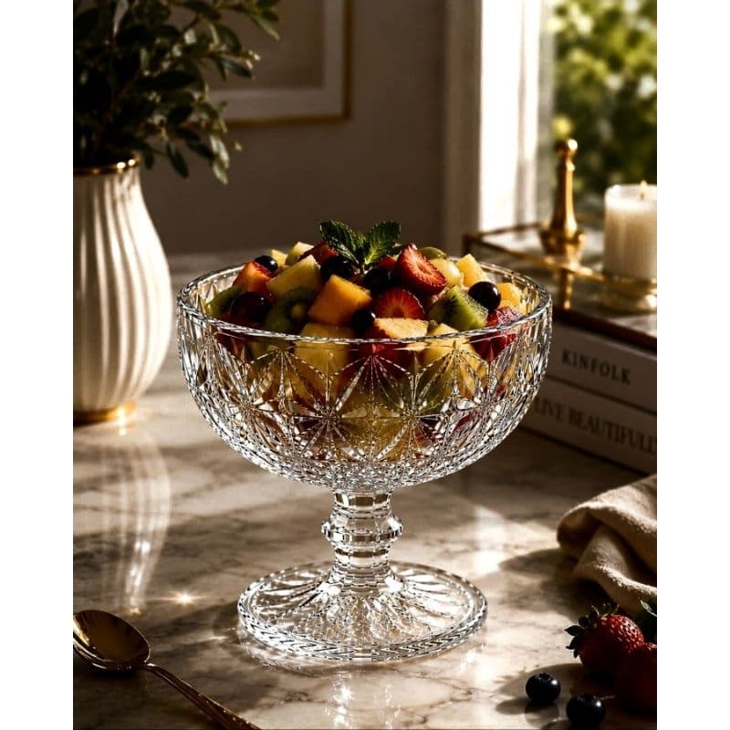 Conjunto de 6 Taças de Vidro Diamond – 390ml para Sobremesas, Doces e Sorvetes 🍧🍨🍦