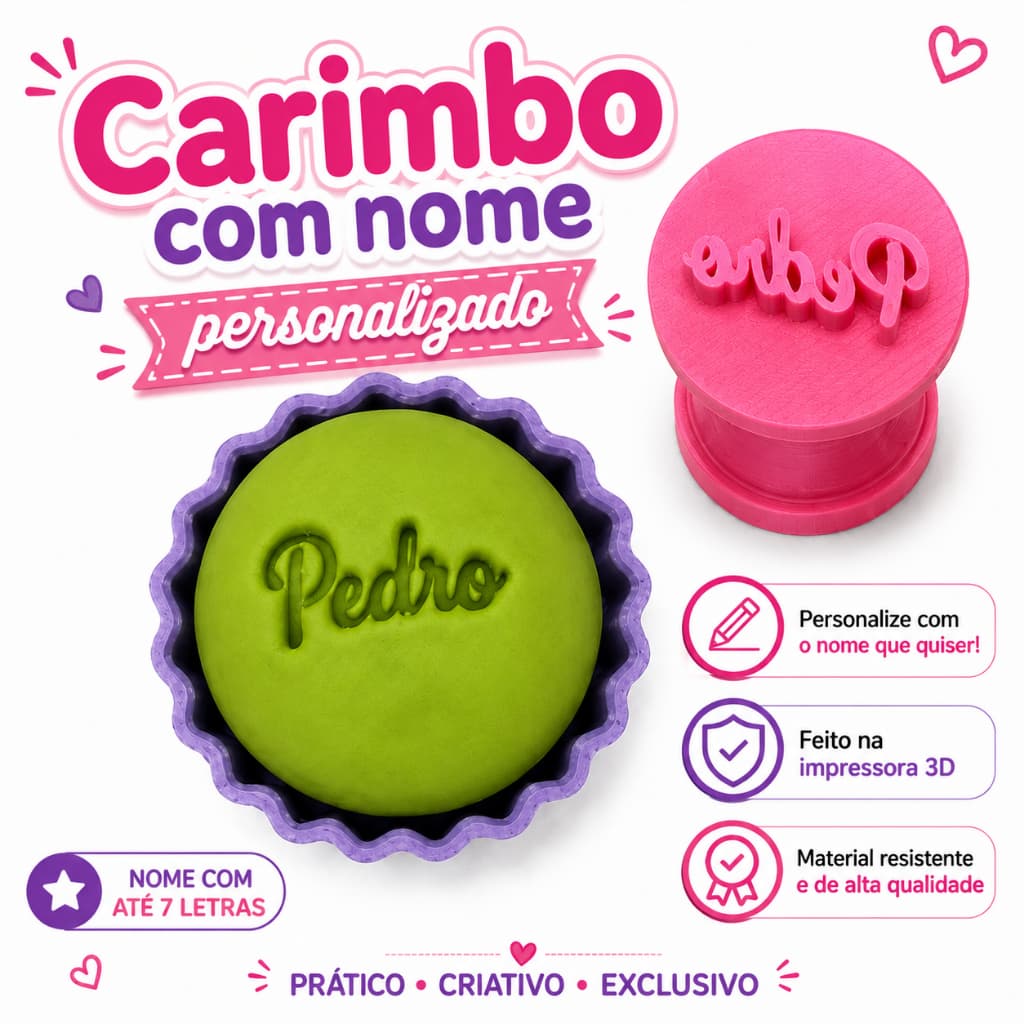 CARIMBO PERSONALIZADO COM NOME ATÉ 7 LETRAS | CARIMBO PARA DOCES | DOCES FINOS