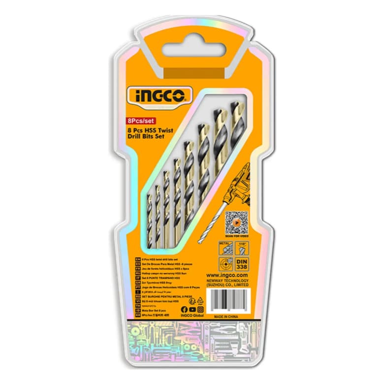 Jogo De Brocas Helicoidais Hss Ingco Com 8 Peças