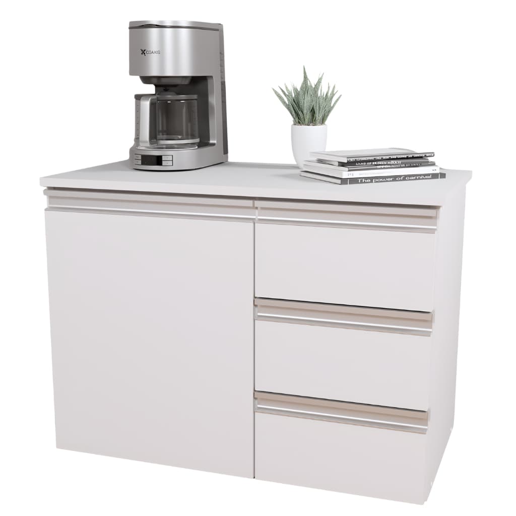 Gabinete Banheiro 70cm MDF Branco Balcão com Tampo de Apoio Armário Sem Fundo