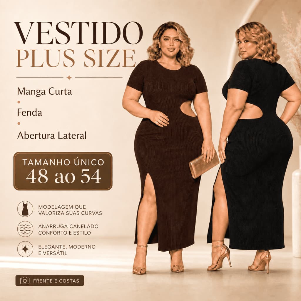 Vestido Plus Size Manga Curta 😘​💘​ Modelador Midi Gordinha Grande Justo Colado Canelado Curvy Evento