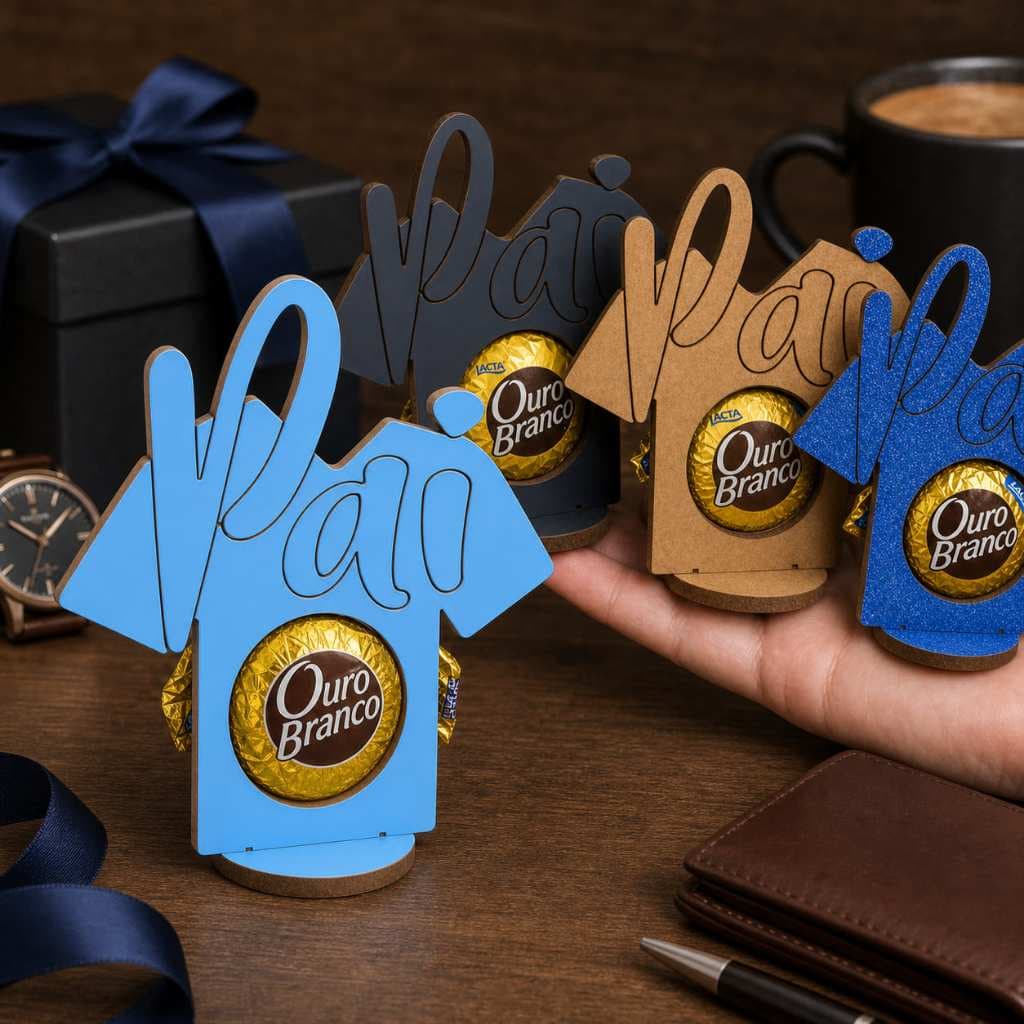 Kit 50 Porta Bombom Camisa Dia dos Pais em MDF Lembrancinha Brinde Loja Empresa para Presentear Cliente