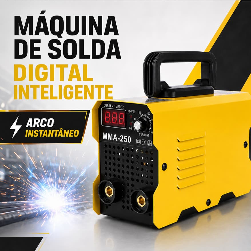 Máquina de Solda Inversora 220V MMA-200 IGBT Digital Portátil com Display e Kit Completo para Serralheria e Reparos