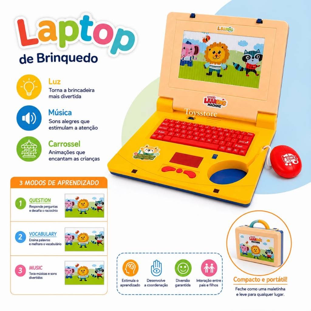 Laptop Brinquedo Infantil Crianças Meninos e Meninas Notebook Computador Brincadeira Educativo
