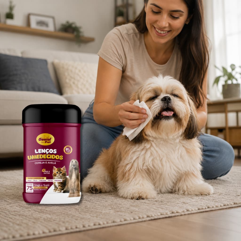 Lenço Umedecido Banho Seco Cães Gatos