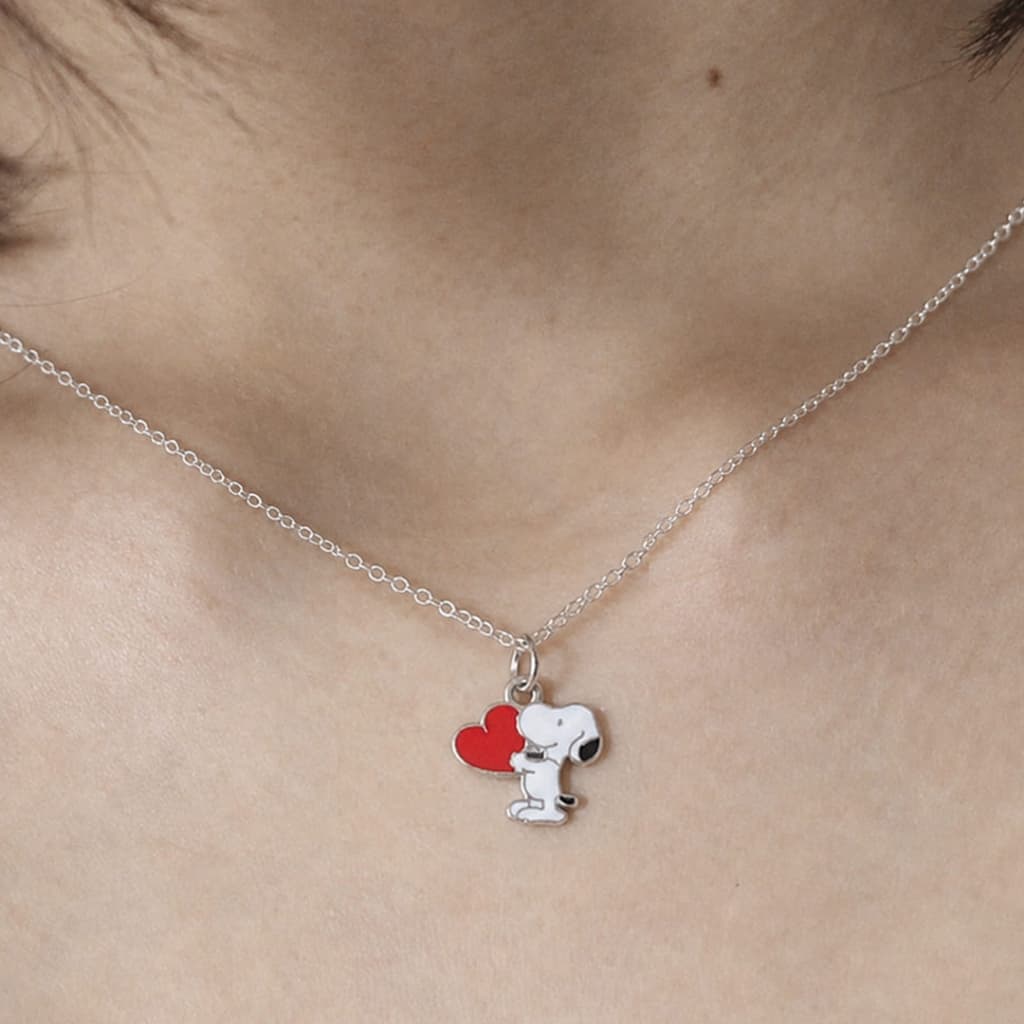 1 Colar Snoopy Coração Aço Inox