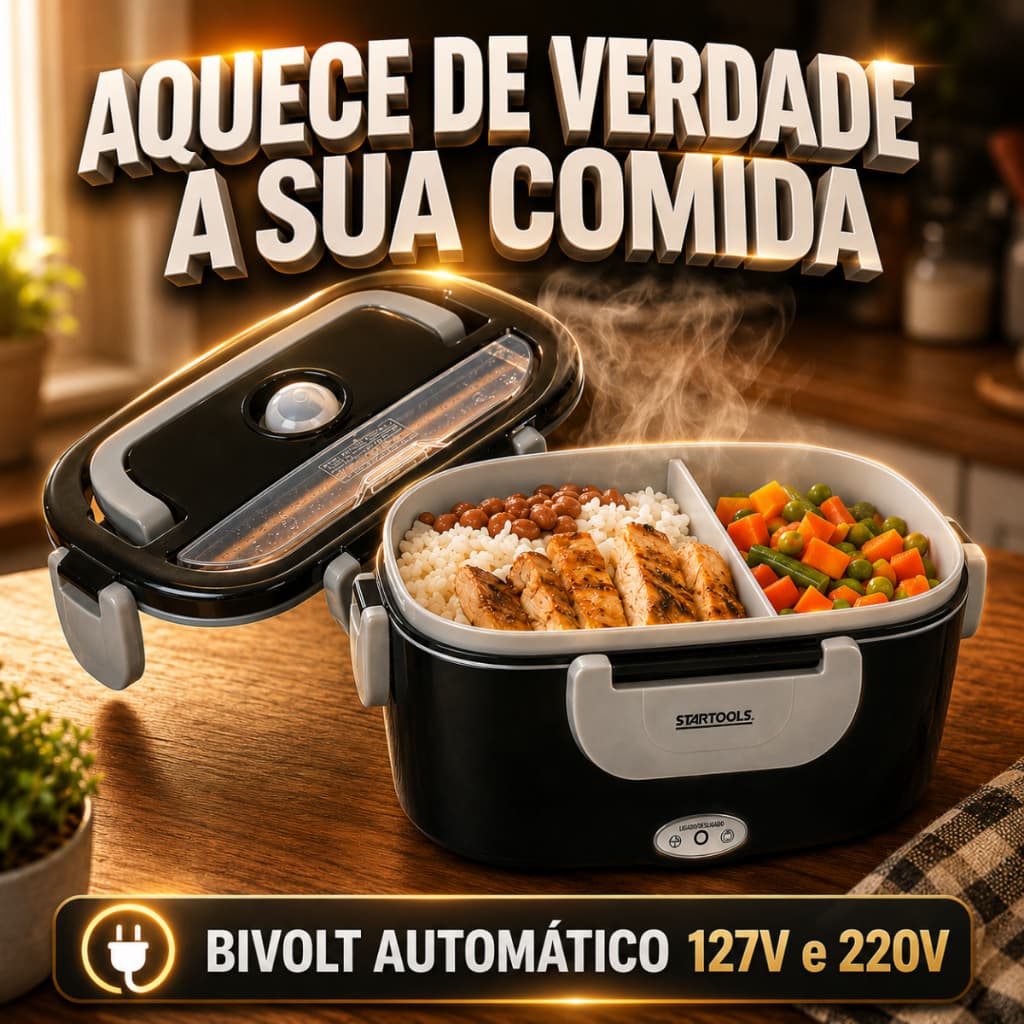 Marmita Elétrica Térmica Bivolt Aquece Comida Trabalho