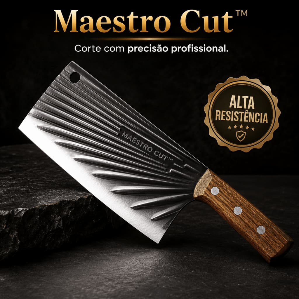 Cutelo 30cm Aço Inox Cabo de Madeira Faca Açougue Churrasco Cozinha Profissional
