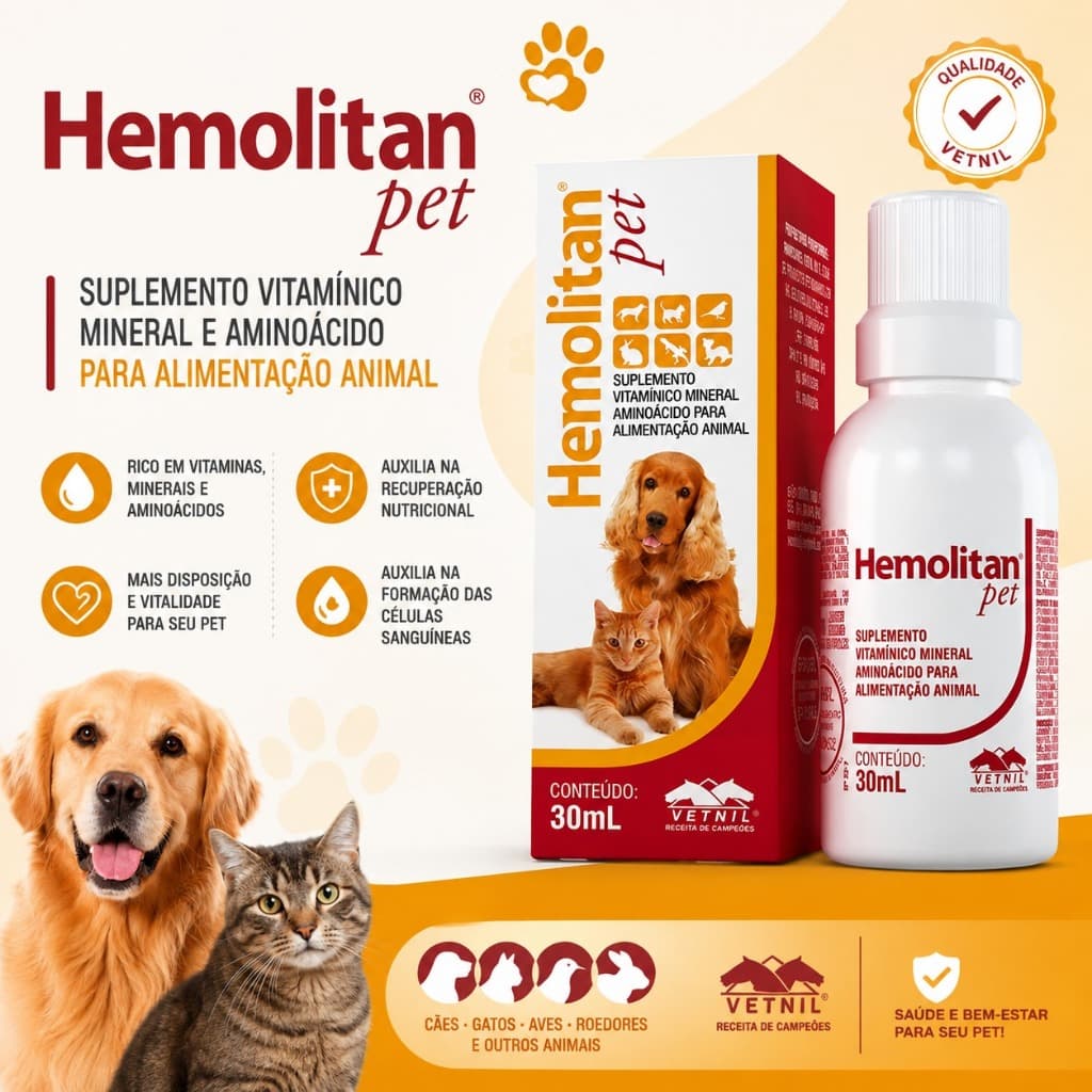 Hemolitan Pet Caes E Gatos 30 Ml