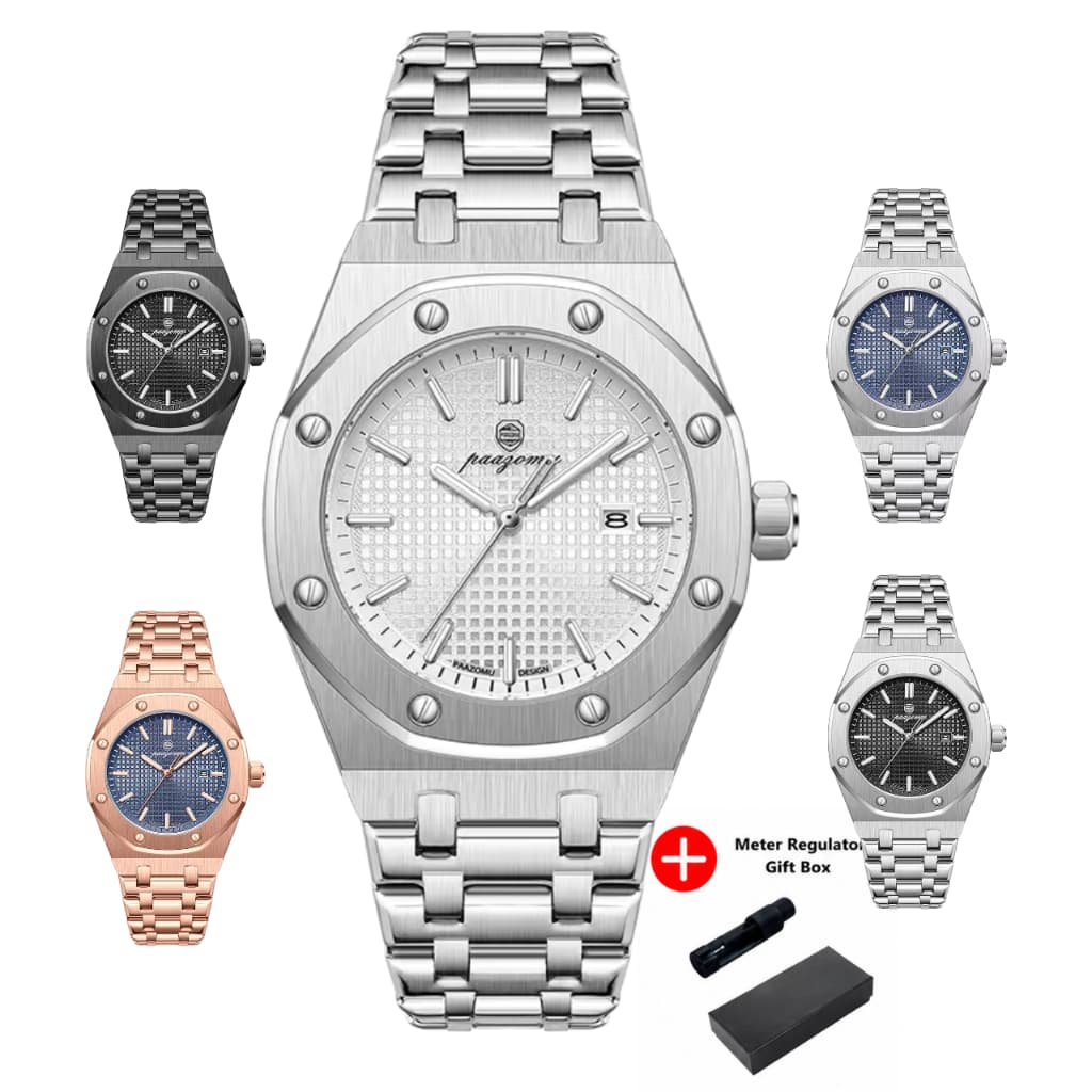 Relógio Masculino PAAZOMU 03 Luxo Aço Inoxidável Quartzo Safira Data Luminoso 30M À Prova d'Água