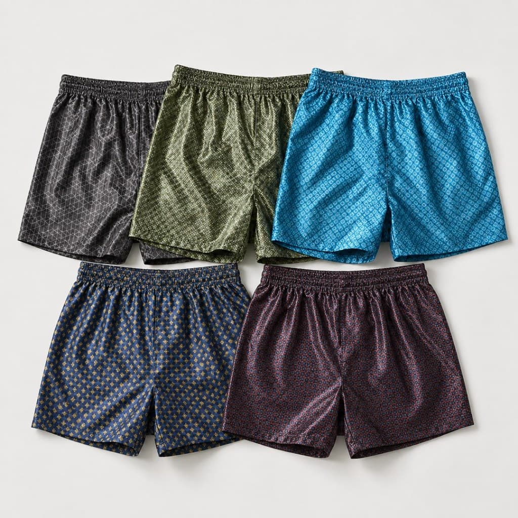 Kit 1/2/3 Cueca Samba Canção Masculino Pijama Short Dormir Seda Estampada