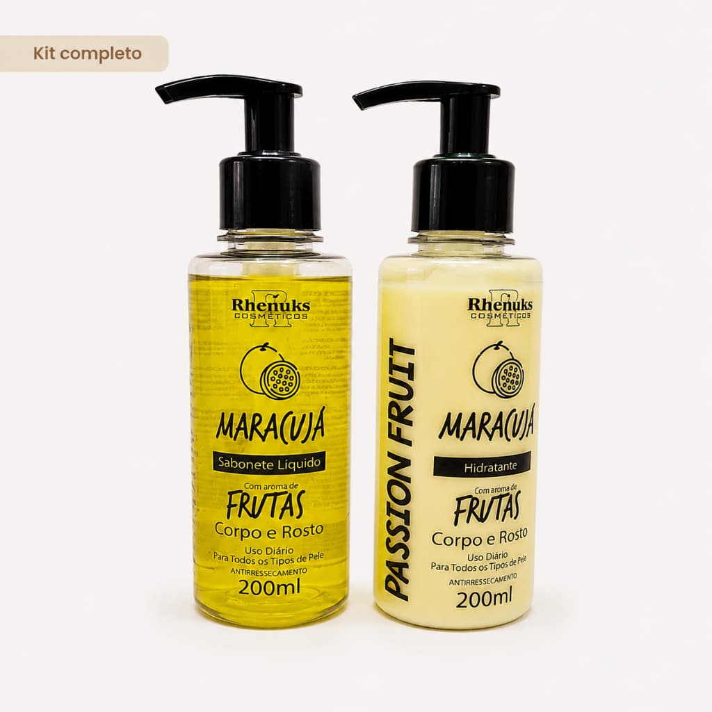 Sabonete Líquido Rhenuks Maracujá 200ml para Corpo e Rosto com Fragrância de Maracujá