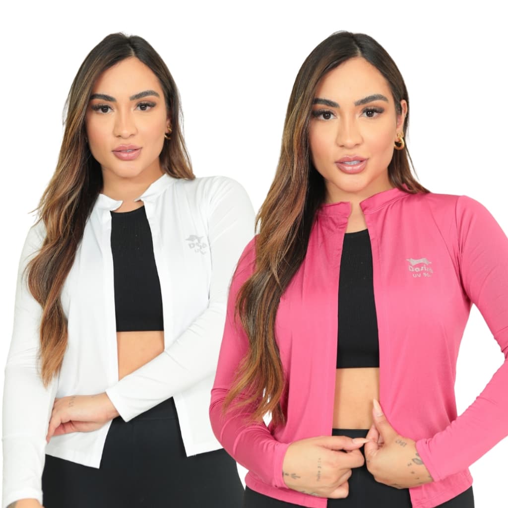 Kit 2 Cardigan Feminino Casaquinho Proteção Solar UV Casaco Academia Térmico