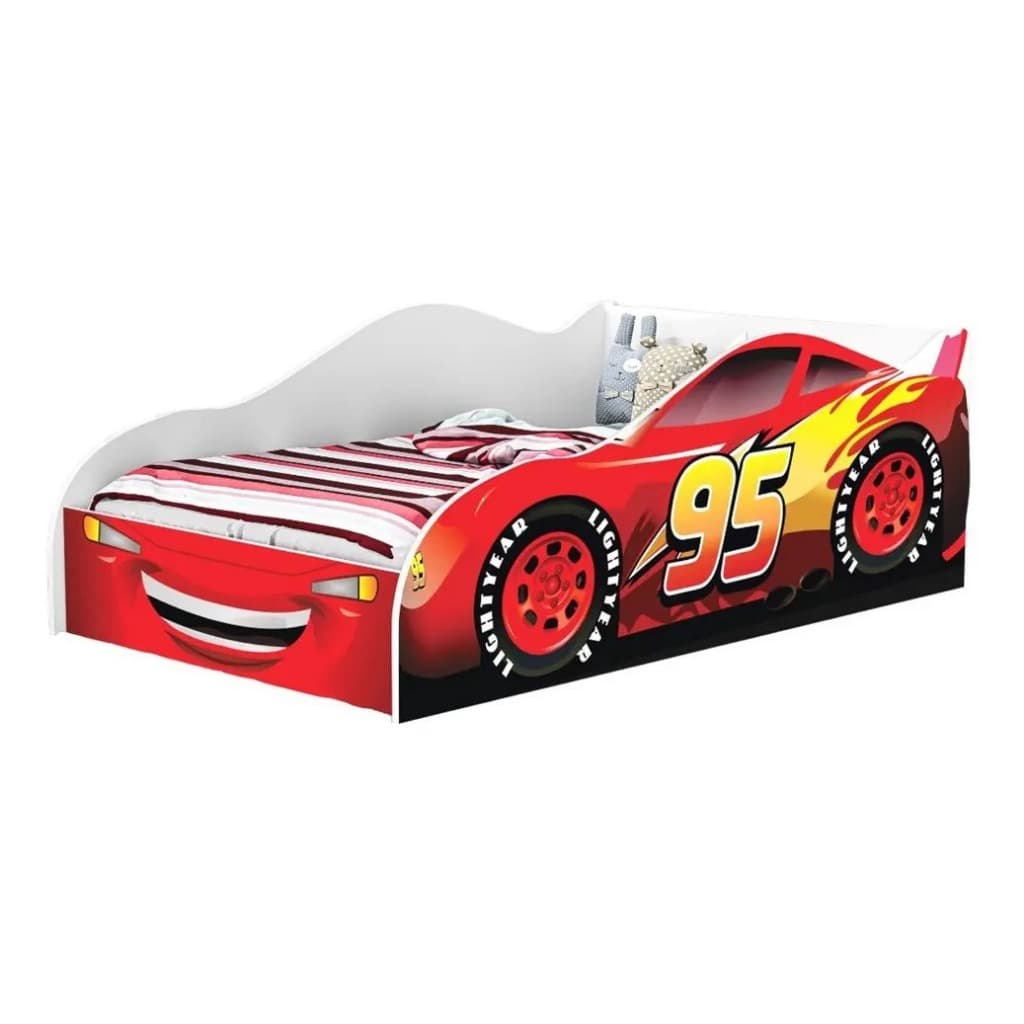 Cama Infantil Carro Solteiro Basoto Temática com Grades MDF