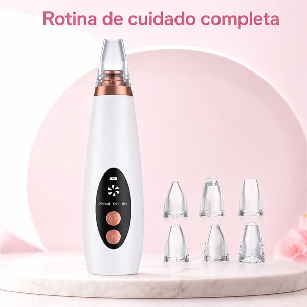 Removedor De Cravos Elétrico Sugador De Poros A Vácuo Recarregável USB Com 6 Cabeças E Display LCD Limpeza De Pele Profu
