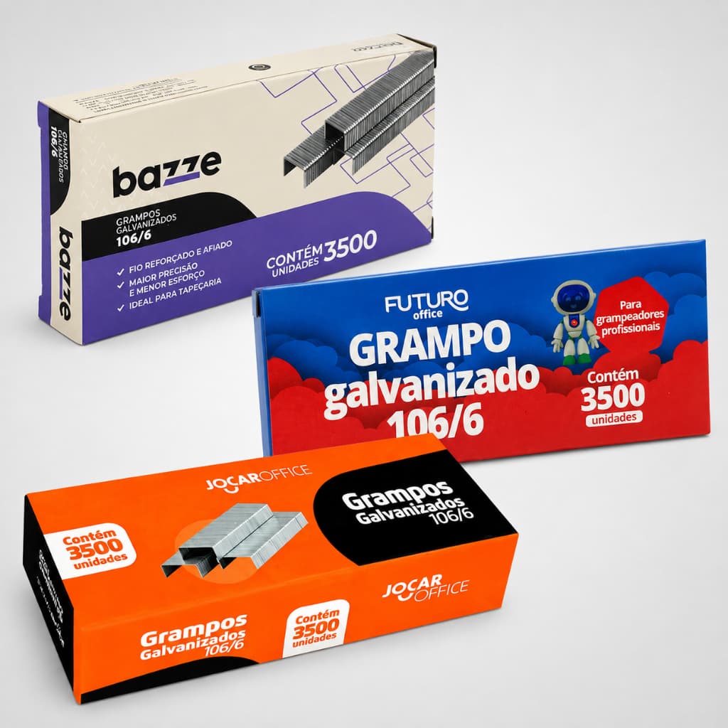 Grampo 106/6 Para Grampeador Pistola 3500 Grampos Caixa Rocama Tapeceiro Jocar Onda