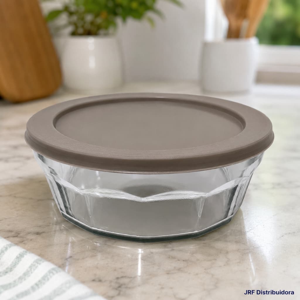 Tigela de Vidro Laguna 1,5L com Tampa Plástica Vitazza Incolor Porta Mantimentos