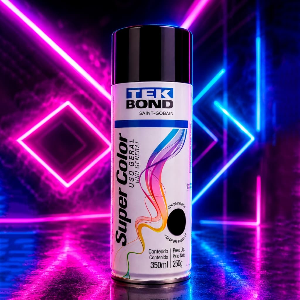 Tinta Super Color Tekbond Preta Fosco 350ml Uso Geral
