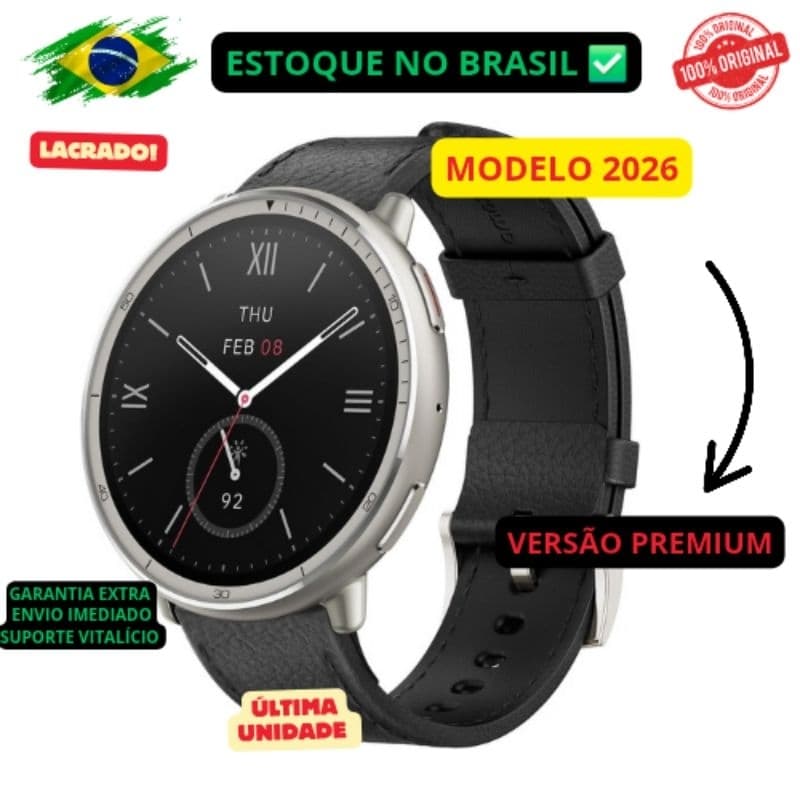Smartwatch Amazfit Active 2 Premium LANÇAMENTO 2026 com GPS Bluetooth STRAVA