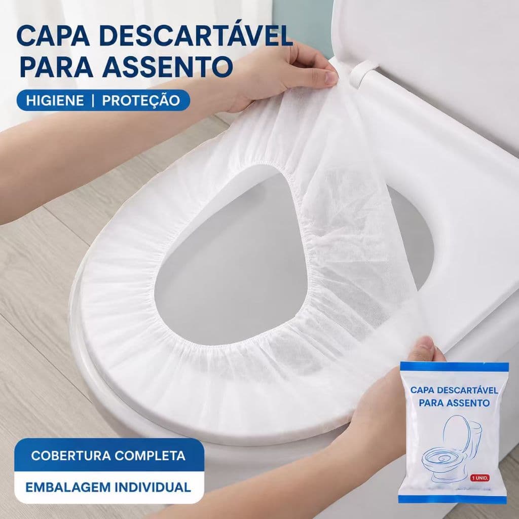 Kit 10/20/30 Protetor Descartável para Assento de Vaso Sanitário Impermeável Higiênico para Viagem com Faixas Elásticas